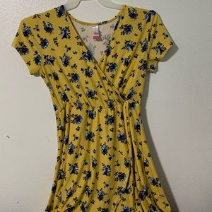 Yellow floral summer dress